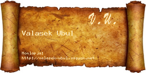 Valasek Ubul névjegykártya
